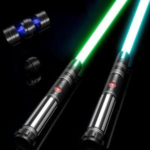 Dueling Light Saber FX Lightsaber 2 Pack Rechargeable 24 Colors 6 Modes Sounds 2-in-1 Detachable Light Saber Toy for Kids and Adults Cosplay Swords Dress Up Parties Christmas Halloween Present