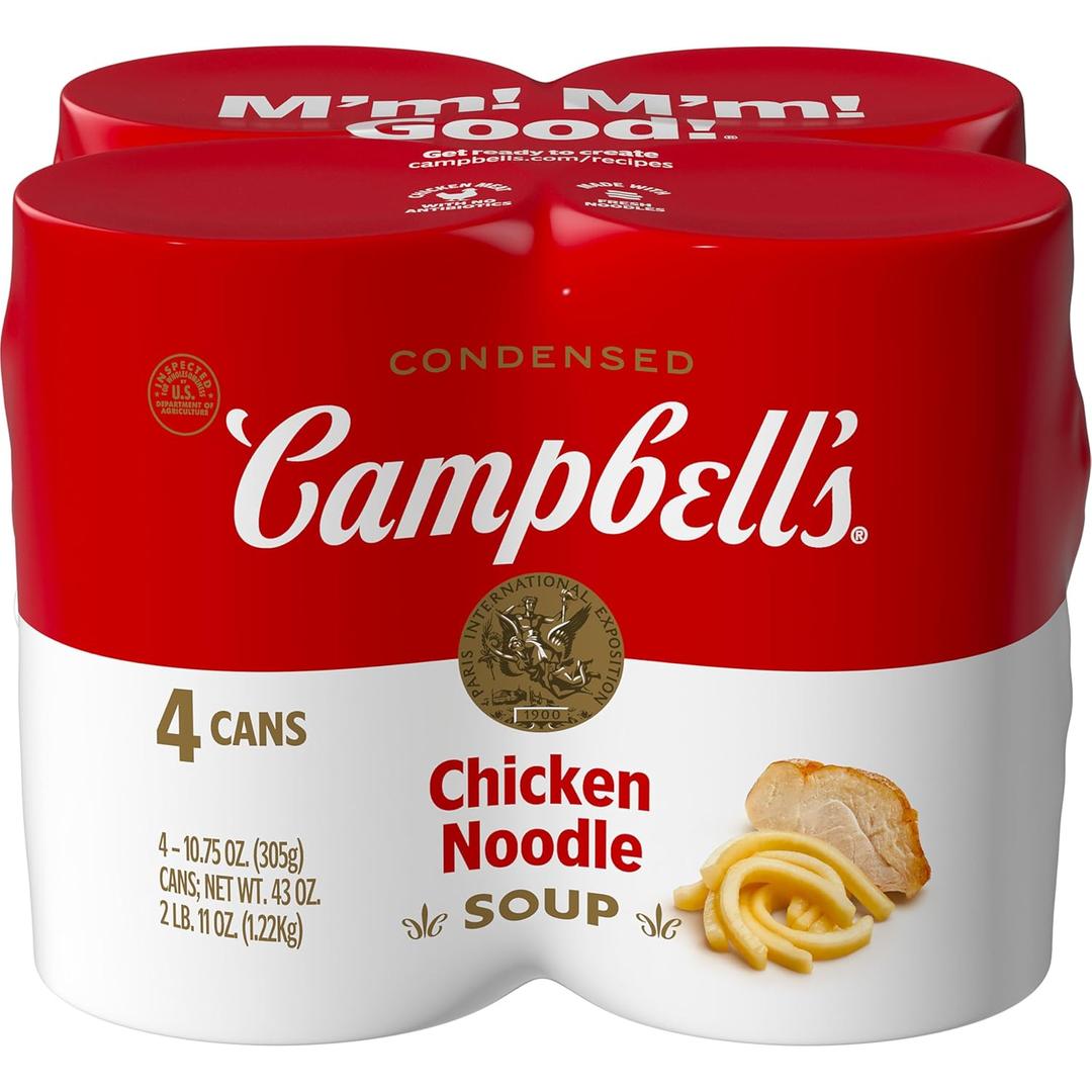 Campbell's Condensed Chicken Noodle Soup, 10.75 Ounce Can (Pack of 4) Best By Oct 20, 2027
