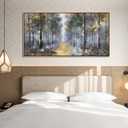 Ateliart Framed Landscpae Wall Art Tree Canvas Painting Living Room, Nature Forest Bedroom Wall Decor Textured Picture Artwork Large Size Home Office Dining Room Kitchen 48"x24"