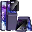 Spugan for Motorola Razr 2025 Case,[Built-in Screen Protector] [Hinge Protection] Slim Matte PC Rugged Durable Shockproof Cover for Razr 2025, Blue-Privacy