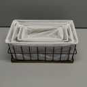 4 Pack Metal Basket with Liner Wooden Bottom Bathroom Baskets Organizer Multiple Sizes Wire Storage Rustic Farmhouse Decor for Home Kitchen Toilet Cabinets Pantry Laundry Room