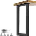 40" Metal Desk Legs Bar Table Legs, Heavy Duty Furniture Feets with Adjustable Protector Feet for Coffee & Dining Table, Black, Set of 2, 40" U Shape