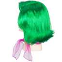 Miss U Hair Short Wavy Green Wig with Scarf for Kids Child Fun Anime Cosplay Wig