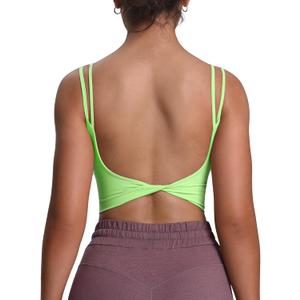 Aoxjox Women's Workout Sports Bras Fitness Yoga Crop Tank Twist Back Cami (Medium)