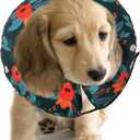 Protective Inflatable Collar for Dogs and Cats - Soft Pet Recovery Collar Does Not Block Vision, Prevents Pets from Touching Stitches, Wounds and Rashes (Floral, Small),Neck: 6" - 8"