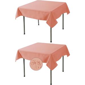 Fokitut 2 Pack Waterproof Square Tablecloth, 52x52 Inch, Stain Resistant and Wrinkle Polyester Table Cloth, Fabric Table Cover for Kitchen Dining, Wedding, Party, Holiday Dinner-Dusty Pink