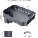 Car Seat Snack Tray for Toddlers - 3 Inch Cup Holder Fits Most Sippy Cups & Straw Bottles with Dip Well, Mess-Free Square Kids Travel Tray Road Trip Essentials, Dark Grey