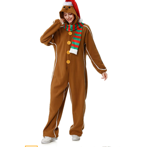 GRAJTCIN Women's Gingerbread Man Costume Christmas Onesie Jumpsuit Funny Cookies Cosplay L