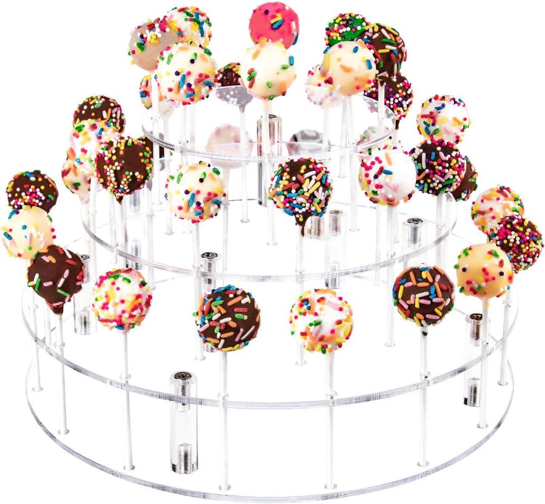 YestBuy Cake Pop Display Stand, 36 Hole Cake Pop Holder, Lollipop Holder for Weddings, Birthday Parties, Anniversaries Gift, Halloween, Christmas Candy Decorative (Clear)