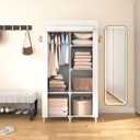 ROJASOP Portable Closet Wardrobe Closet for Hanging Clothes with 6 Storage Shelves, 1 Hanging Rod and 4 Pockets, Clothes Organizer and Storage Wardrobe Free Standing Closet for Bedroom, White