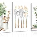 Boho Farmhouse Kitchen Canvas Wall Art Sage Green Plants Painting Pictures Dining Room Wall Decor Eucalyptus Leaves Green Botanical Poster Print Artwork for Farmhouse Kitchen Home Decoration (16x24Inch)