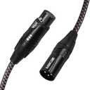 XLR Cables Braided 6ft 2 Pack - Premium Short Anti-tangling XLR Patch Cables Male to Female for Microphone DJ