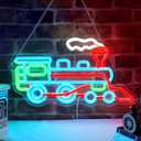 Ammonite Steam Train Neon Sign, LED Neon Lights for Room Wall Table Decor Art, Home Party Birthday Holiday Train Gifts for Kids Teens Adults