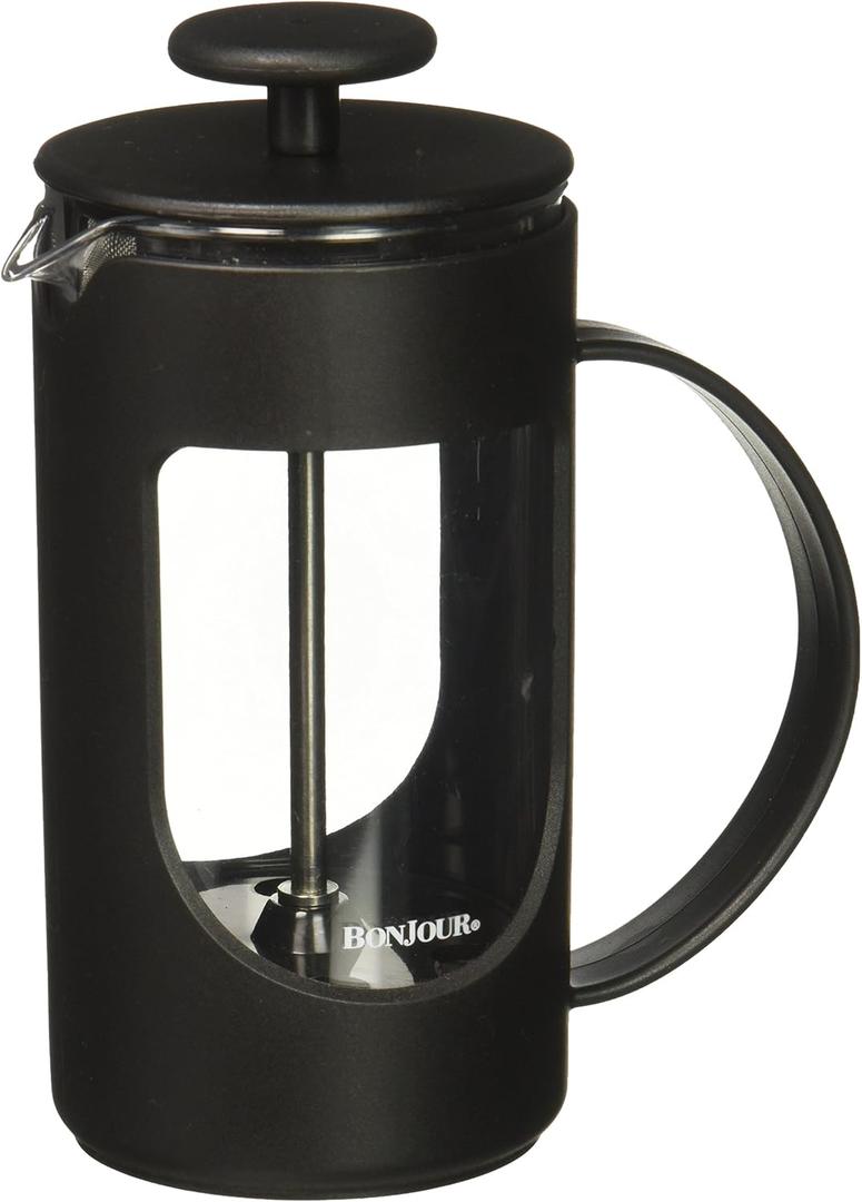 BonJour Coffee Unbreakable Plastic French Press, 12.7-Ounce, Ami-Matin, Black