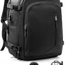 BJLFS Travel Backpack for Women Men, Carry On Backpack with USB Charging Port & Shoe Pouch, TSA 15.6inch, Flight Approved, College Nurse Bag Casual Laptop Daypack for Weekender Business Hiking,Black (Black With Shoe Compartment)