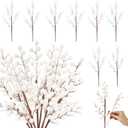 HOHOTIME Christmas Holly White Berry Stem Ornaments, 8 Large Branches/32 Small Branches Artificial Berry Stem, Removable Artificial Berry Stem Ornaments, Home Decorative for Christmas Tree Wreath