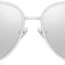 SOJOS Retro Trendy Aviator Sunglasses Women Men 90s Vintage Glasses Stylish Sunglasses SJ1216,(Silver/Silver/Black), 56