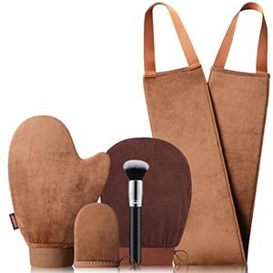 Self Tanning Mitt Applicator Kit - Sanfery 3Pack Tanning Mitts Self Tanner Mitt Applicator Kit Self Tan Mitt Kit with Tanning Glove, Back Applicator, Mini Tan Mit, Exfoliating Mitt, Brush
