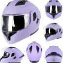 Modular Flip up Motorcycle Helmets for Men Women, DOT Approved, Purple, M