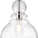 Brushed Nickel Seeded Glass Pendant Light Modern Kitchen light fixture, 10 inches