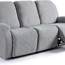 Ruaozz Recliner Sofa Covers Recliner Chair Covers Couch Covers for Reclining Couches with Pockets Washable Furniture Protector with Elastic Bottom (3 Seater, Light Grey)