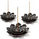 3 Pack Brass Lotus Incense Holder, Incense Sticks Burner, Incense Ash Catcher (Standard)