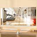 Hasipu Home Gym Mirror, 48"x24" Each, 4-Pack Frameless Wall Mounted Mirrors with Glass Clamps & 2 Aluminum Rail, Large Body Mirror for Home Gym, Yoga Studio, Bedroom, Silver Tempered Glass