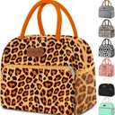 Coobiiya Lunch Bag Women, Lunch Box LunchBag for Women Adult Men, Small Leakproof Cute Lunch Tote Large Capacity Reusable Insulated Cooler Lunch Container for Work/Office/Picnic/Travel-OrangeLeopard