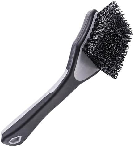 VIKING Tire Brush, Scrub Brush for Cars with Low Profile Tires, Brush for Car Detailing Kit, Grey with Black Bristles, 9.3 x 2.5 x 2.5 inch