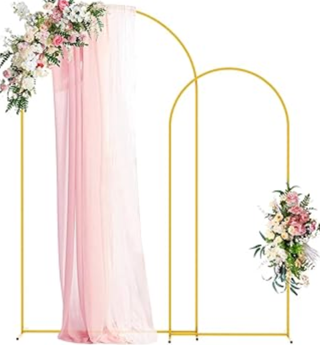Wokceer Wedding Arch Backdrop Stand and Cover Set of 2 Metal Arch Stand with Arch Cover Black 7.2FT, 6FT for Birthday Party Wedding Ceremony Bridal Baby Shower Event Decor