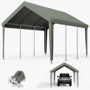 10 x 20 Ft Carport Replacement Cover, Heavy Duty Outdoor Car Tarp Canopy, Waterproof & UV Protected Tear Oxford Tarp with Ball Bungees (Frame is Not Included)