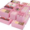 Drawer Clothing Organizer 16-Pack, Pink 3 Sizes Underwear Drawer Dividers, Fabric Folding Wardrobe Organizer for Baby Clothes, Bras, Underwear, Underpants, Belts, Socks, Ties, etc.