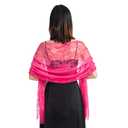 Ladiery Women's Floral Lace Scarf Shawl with Tassels, Soft Mesh Fringe Wraps for Wedding Evening Party Dresses