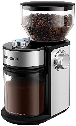 SHARDOR Burr Coffee Bean Grinder Electric, Adjustable Burr Mill with 16 Precise Grind Setting for 2-14 Cup, Silver