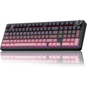 AULA F99 Pro Wireless Mechanical Keyboard with Knob,Tri-Mode BT5.0/USB-C/2.4GHz Hot Swappable Keyboard,Gasket Structure,Creamy Sound,RGB Backlit Computer Gaming Keyboards (Side Printed Pink)