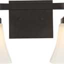 JONATHAN Y 15" Oil Rubbed Bronze Modern Cottage LED Vanity Light Wall Sconce, Farmhouse Wall Lamp for Bathroom Mirror Kitchen, White Glass Shade, LED Bulb Included (JYL7523A)