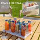 Fridge Organizer with Handle, Clear Refrigerator Organizers and Storage with Lid & Drain Trays, Large Capacity Fruit and Vegetable Storage BPA-Free for Fruits, Vegetables, Drinks