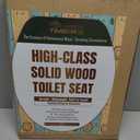 Solid Wood Elongated Toilet Seat with Soft Close Hinges, Decorative Style, Natural Wood, 18.5 x 34 Inches (Light Brown)
