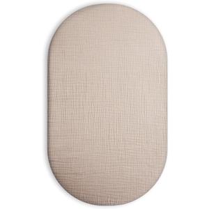 Bassinet Sheet for Baby Boy and Girl, Fitted Sheets for Rectangle, Oval, Hourglass Bassinet Mattress, Muslin Moses Basket Sheets with Neutral Style (Beige)