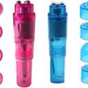 Mini Massager Handheld with 4 Heads Pocket Pen for Body, Face, Neck, Head,Back (Pink and Blue)