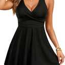 Aqua Eve Swim Dress Women Two Piece Swimsuits - Tummy Control Tankini Bathing Suit Twist Front Flowy Skirt and Boyshorts 2026 (Large, Black)