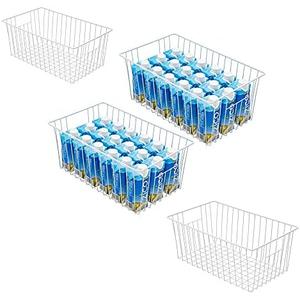 Nprohuge Upright Freezer Organizer Bins， Freezer Baskets for 16, 17, 21 cu.ft Standup Freezer, Wire Storage Baskets with Built-in Handles, 1Pcs ,White