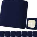 Aibiley 8Pcs High Stretch Outdoor Patio Furniture Cushion Covers,Chair Couch Sofa Seats Cushion Back Pillow Protector Cover,Indoor Soft and Washable Slipcovers,with Ties,20-27 Inch-Navy Blue