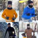 2 Pcs Winter Hat Mens Beanie Knit Neck Warmer Fleece Lined Beanie Warm Neck Gaiter Face Warmer Skull Cap for Men (Blue)