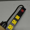 Heavy Duty 6 Outlet Metal Long Power Strip, 2700J Surge Protector with 15A Circuit Breaker, 6FT Extension Cord, Wall Mount for Garage, Workshop & Industrial Use, Wide Spaced (6ft)