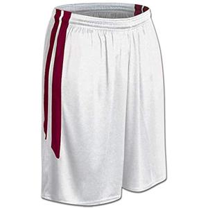 Champro Women's Standard Dri Gear Muscle Basketball Shorts, White, Cardinal, Small