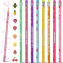 Leinuosen 48 Pcs Scented Pencils for Kids Cute Motivational Colorful Fun Wood HB Pencils Bulk with Erasers Fruit Elements for School Office Classroom Student