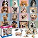 Pieces Square Jigsaw Puzzles for Kids 3+ Pop Art Animals Pet Theme Cat and Dog Classic Challenge Puzzle Toys (Dogs)