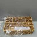 Wicker Party Silverware Caddy, Water Hyacinth Plastic Cutlery Utensil Holder, Hand Woven with Handles, Kitchen Countertop and Picnic flatware Organizer (5 compartments)