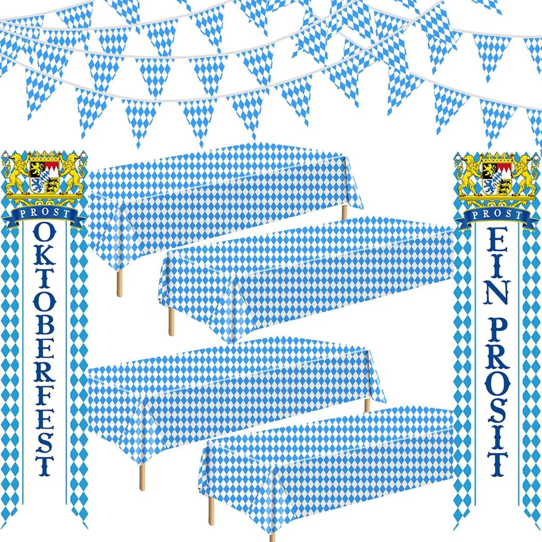 Oktoberfests Decorations Kit,German Party Supplies,Oktoberfests Flag Banner,Tablecloth Decoration Beers Festival Party Accessories